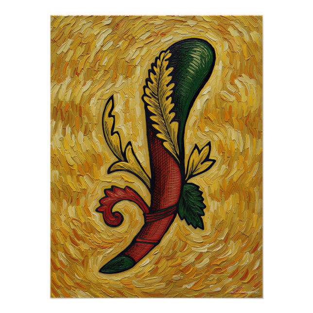 Poster Italian Playing Cards - Ace of Clubs, Scopa (Devant)