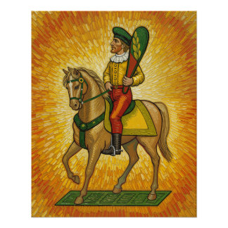 Poster Italian Playing Cards - Cavalier of Clubs, Scopa