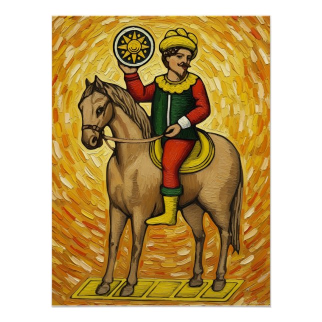Poster Italian Playing Cards - Cavalier of Coins Briscola (Devant)