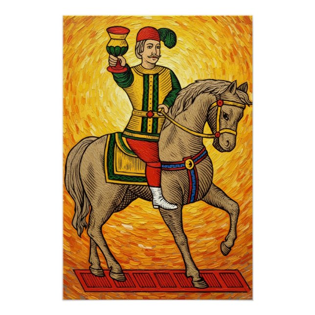 Poster Italian Playing Cards - Cavalier of Cups, Scopa (Devant)