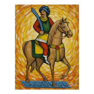 Poster Italian Playing Cards - Cavalier of Swords, Scopa