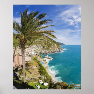 Poster Italie, Cinque Terre, Vernazza, ville en pente de
