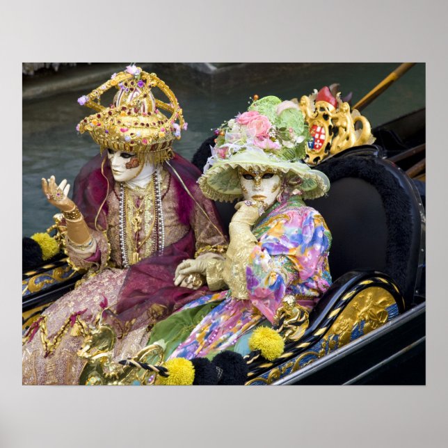 Poster Italie, Venise. Couple habillé en costumes pour (Devant)