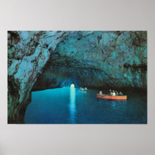 Poster Italie vintage, Italie, Capri, Grotte bleue
