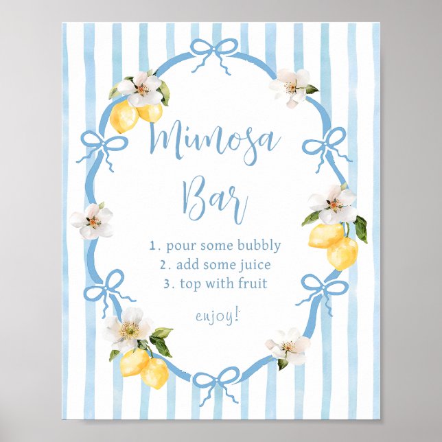 Poster italien citron Fête des mariées Mimosa Bar (Devant)