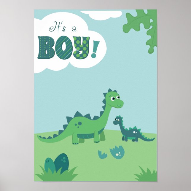 Poster It's a boy dinosaur mommy and boy poster. (Devant)