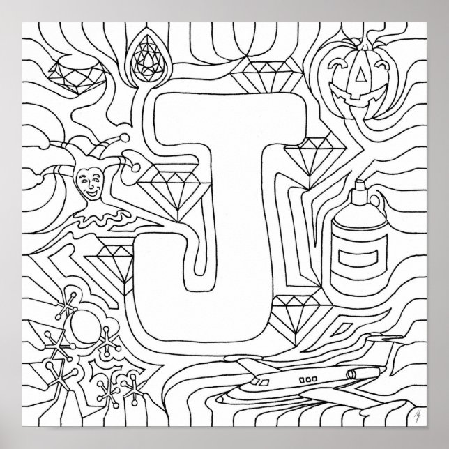 Poster J Est Pour Les Bijoux Couleur En Lettre (Devant)