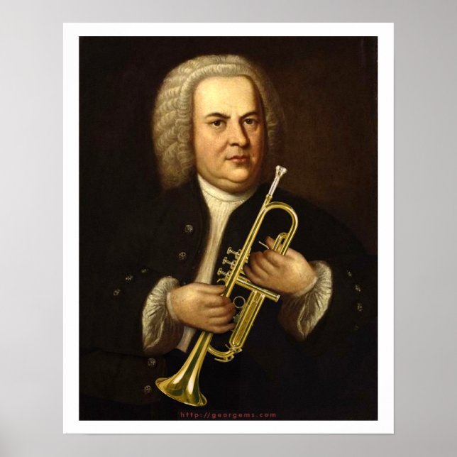 Poster J.S. Bach avec trompette (Devant)