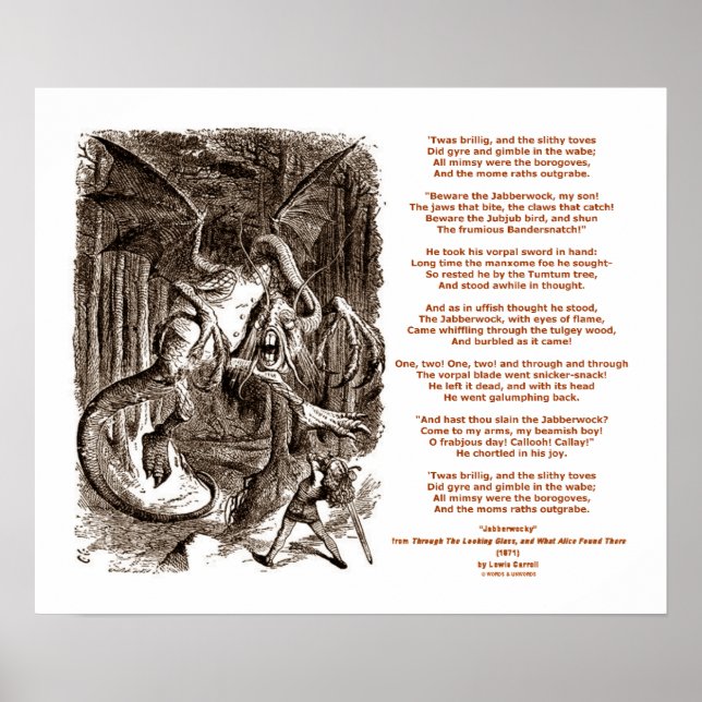 Poster Jabberwocky Poem par Lewis Carroll (Devant)