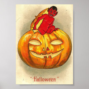 Poster Jack-o'-lantern Devil Vintage Halloween Imprimer