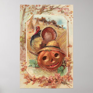 Poster Jack O'Lantern et thanksgiving de cru de la