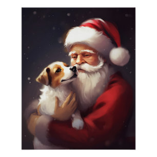 Poster Jack Russell Avec Noël Festif Du Père Noël
