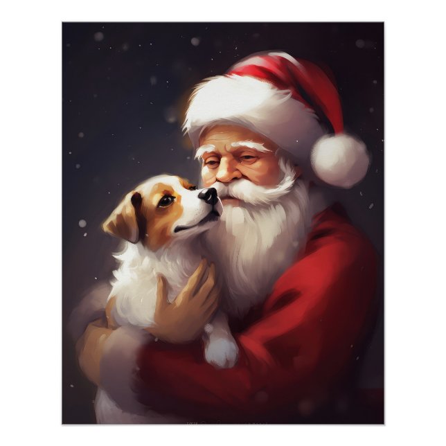 Poster Jack Russell Avec Noël Festif Du Père Noël (Devant)