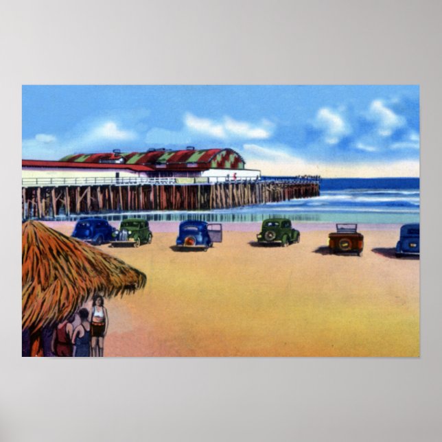 Poster Jacksonville Beach Floride Dancing and Fishing Pie (Devant)