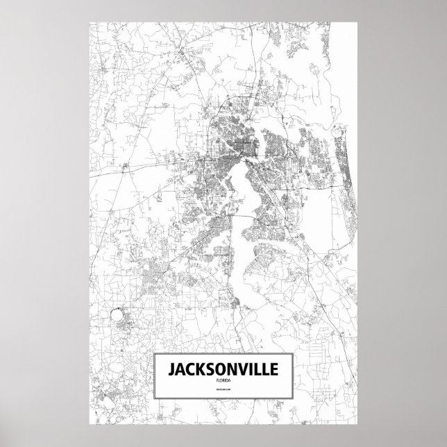Poster Jacksonville, Floride (noir sur blanc) (Devant)