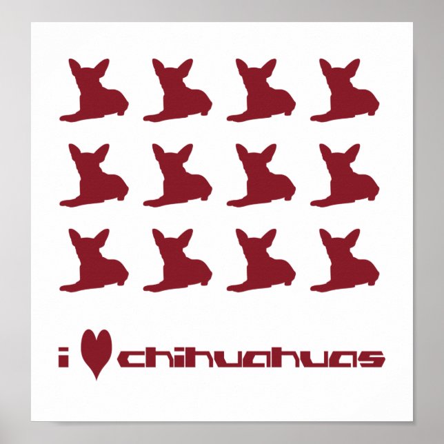 Poster J'adore les chihuahuas (Devant)