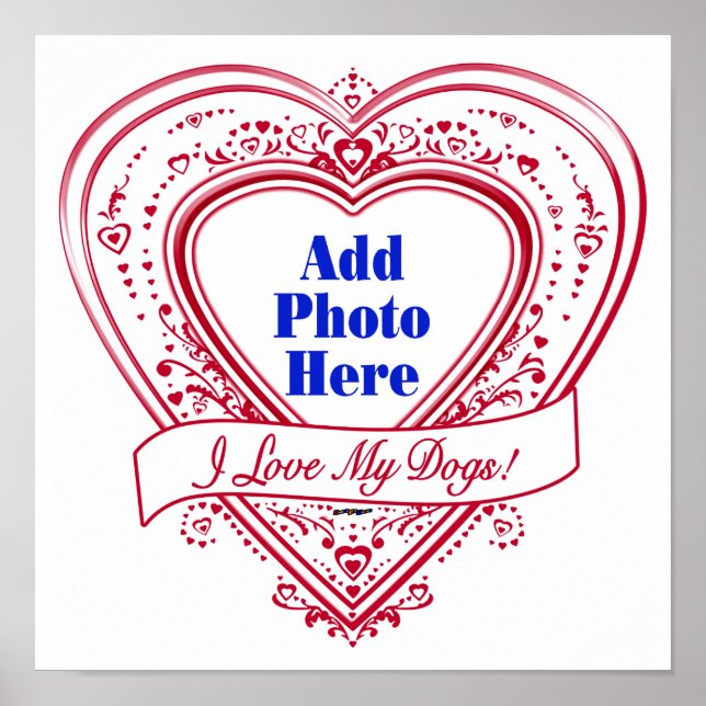 Poster J'adore les My Dogs ! Photo Red Hearts (Devant)
