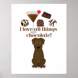 Poster J'adore tout le chocolat ! Humour au chocolat