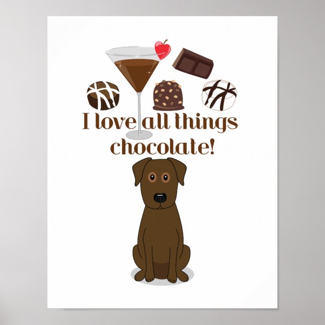 Poster J'adore tout le chocolat ! Humour au chocolat (Devant)