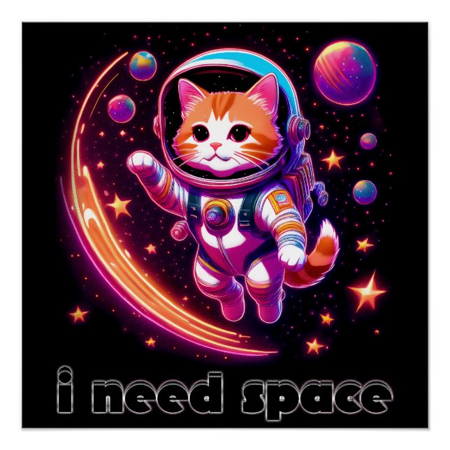 Poster J'ai besoin d'un chat spatial (Devant)