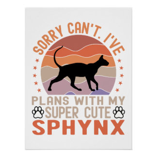 Poster J'ai des plans avec mon chat Sphynx