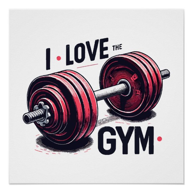 Poster J'aime la salle de gym (Devant)
