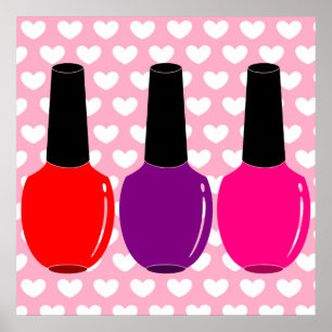 Poster J'aime l'art pourpre rose rouge de vernis à ongles