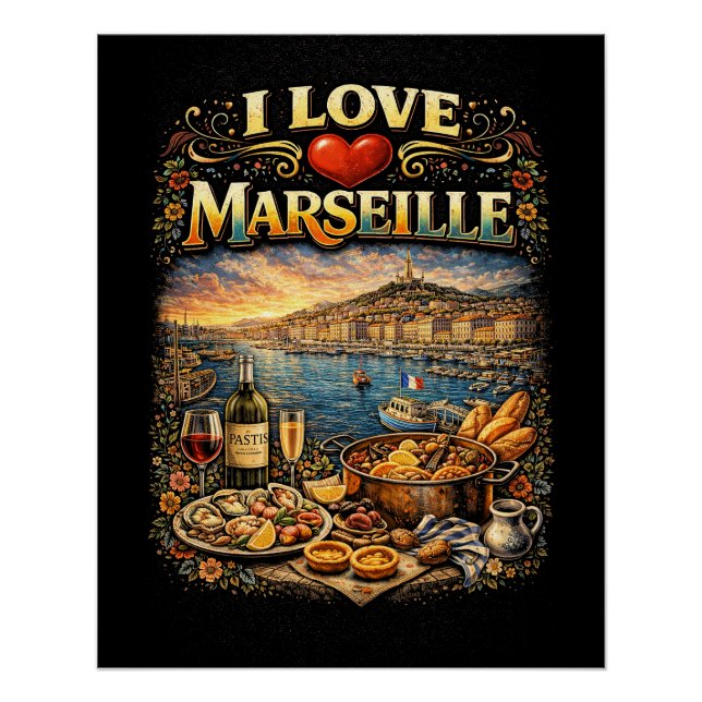 Poster J'aime Marseille (Devant)