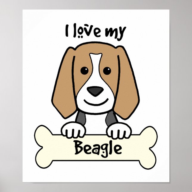 Poster J'aime mon Beagle (Devant)
