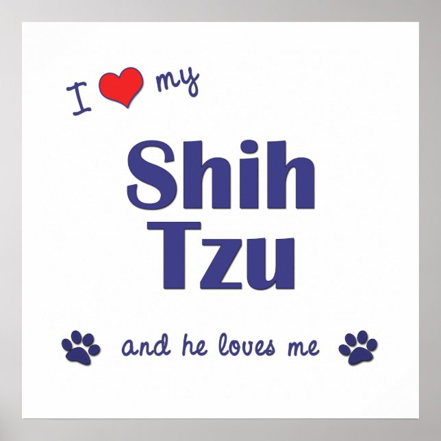 Poster J'Aime Mon Chih Tzu (Chien Homme) (Devant)