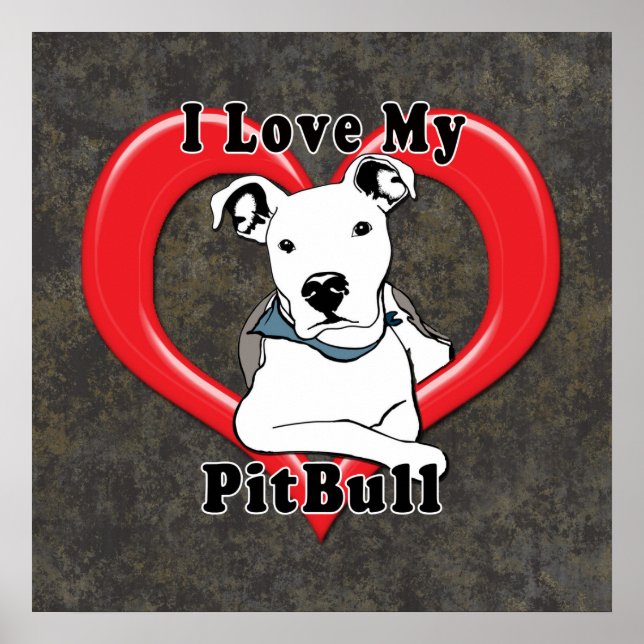 Poster J'aime mon logo PitBull (Devant)