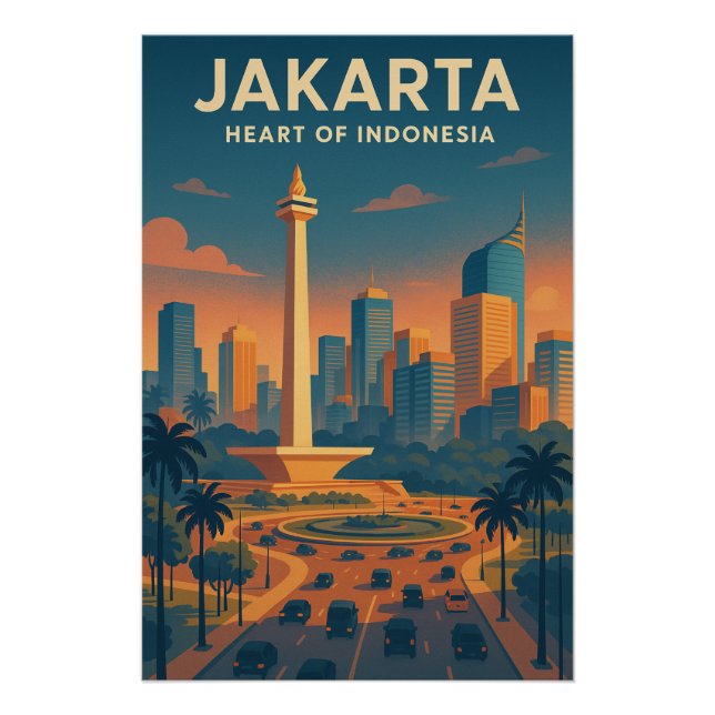 Poster JAKARTA – Cœur de l'Indonésie’. (Devant)