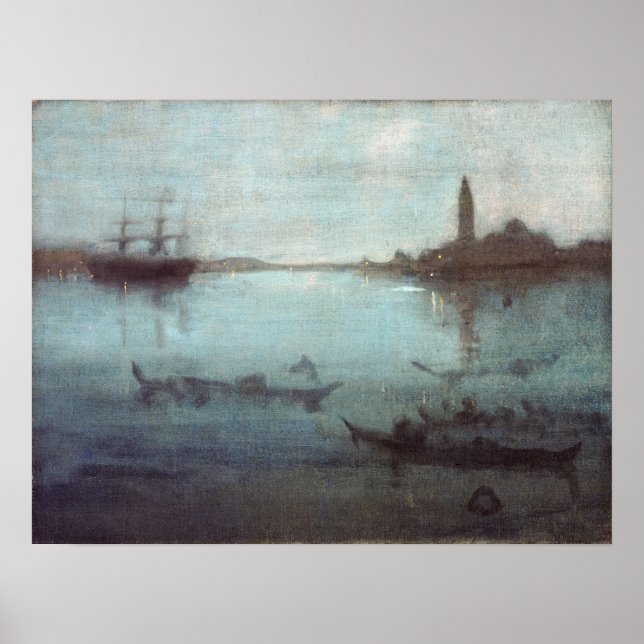 Poster James McNeil Whistler Nocturne en bleu et argent (Devant)