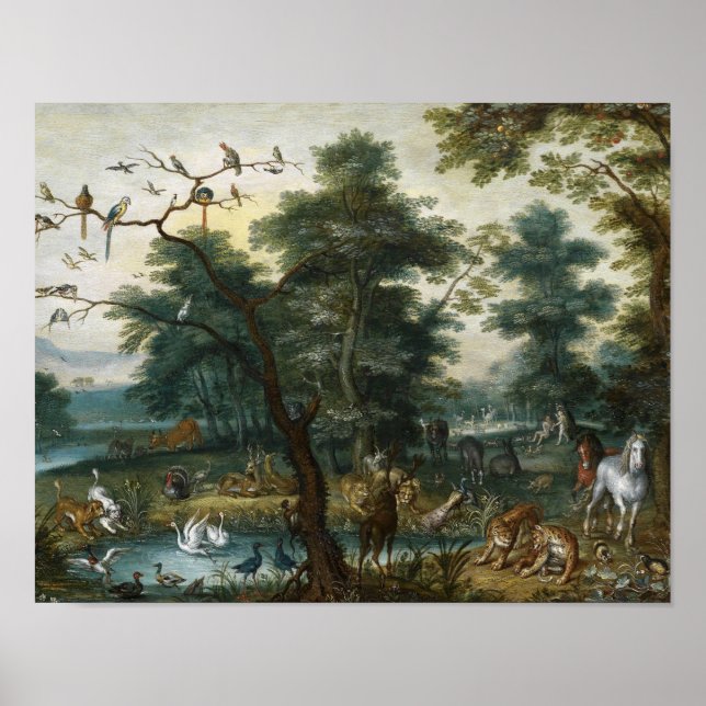 Poster Jan Brueghel le Jeune - Paysage paradisiaque (Devant)