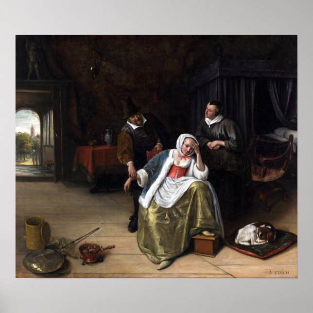 Poster Jan Steen The Lovesick Maiden (Devant)