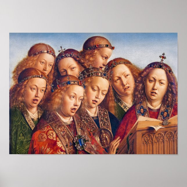 Poster Jan van Eyck Chanter des anges Gand Retable (Devant)