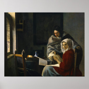 Poster Jan Vermeer - Une fille interrompue à sa musique