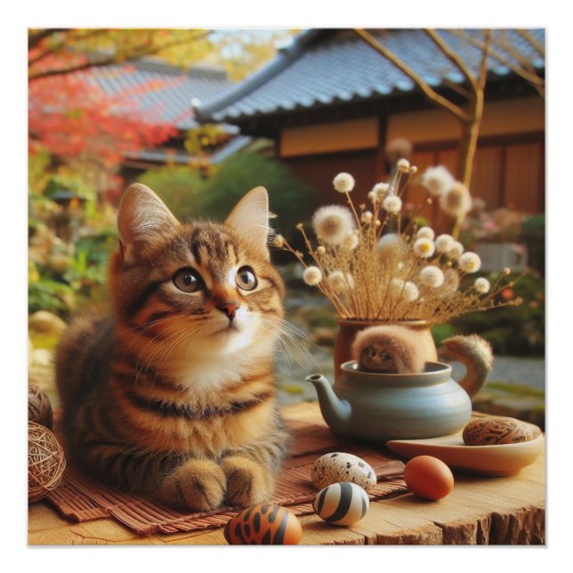 Poster Japanese brown tabby cat (Devant)