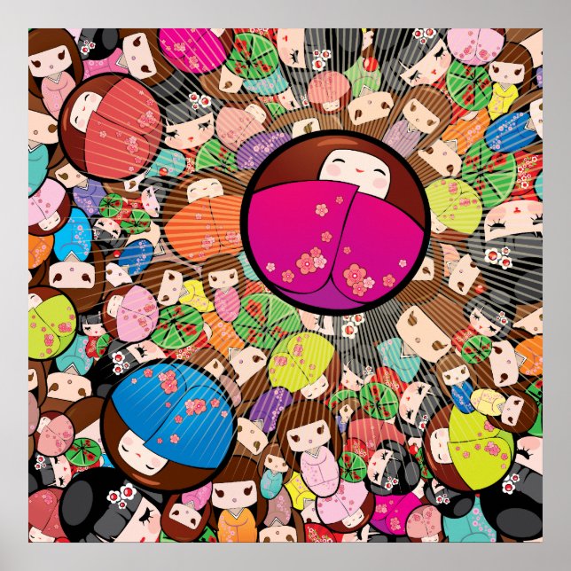Poster Japanese Kokeshi Doll - Print (Devant)