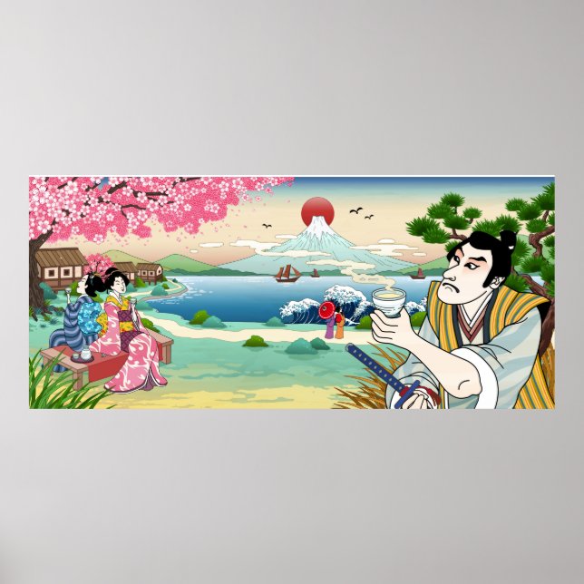 Poster japonais de style Ukiyo-e (Devant)