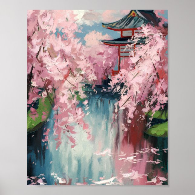 Poster japonais en fleurs de cerisier (Devant)