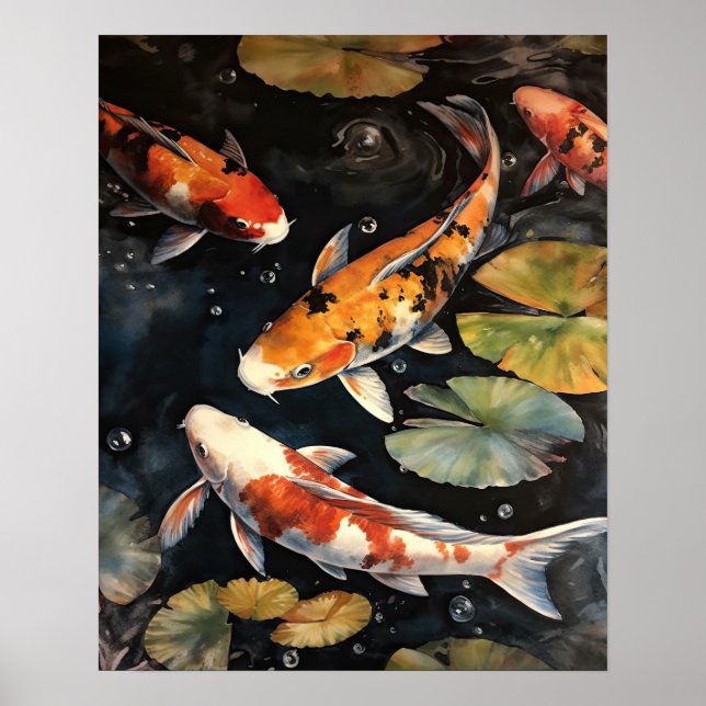 Poster japonais Koi Fish Pond Art (Devant)