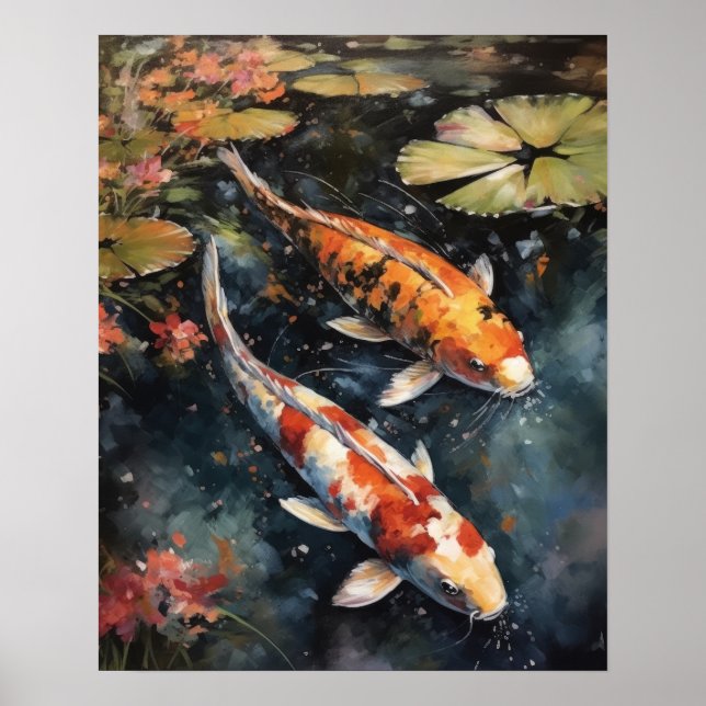 Poster japonais Koi Fish Pond Art (Devant)