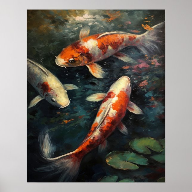 Poster japonais Koi Fish Pond Art (Devant)