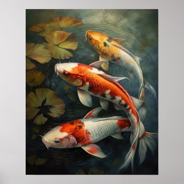 Poster japonais Koi Fish Pond Art (Devant)