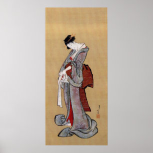 Poster Japonaise Geisha Woman, Hokusai, Ukiyo-e
