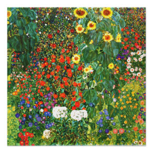 Poster Jardin agricole avec tournesols, peinture populair