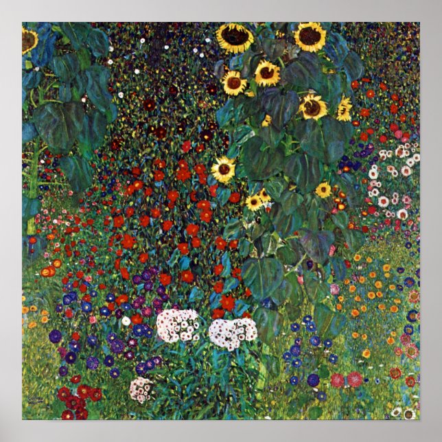 Poster Jardin Agricole Gustav Klimt Avec Tournesols (Devant)