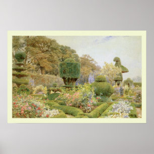 Poster Jardin Anglais Rétro, Roses et Œillets d'Elgood