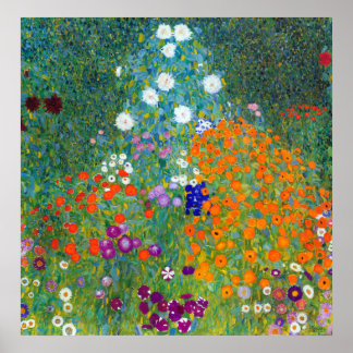 Poster Jardin aux fleurs, Gustav Klimt